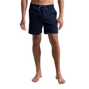 Birddogs Men's Swim Shorts Medium Navy Blue, Stretch Drawstring, 9" Inseam Lined